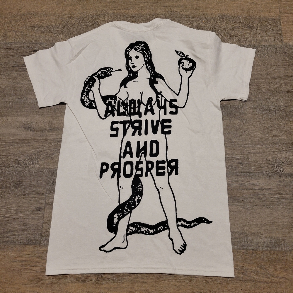 Always Strive and Prosper  ASAP Worldwide White Graphic T-Shirt Size Small